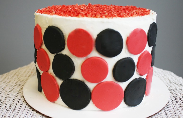 Polka dot themed birthday cake
